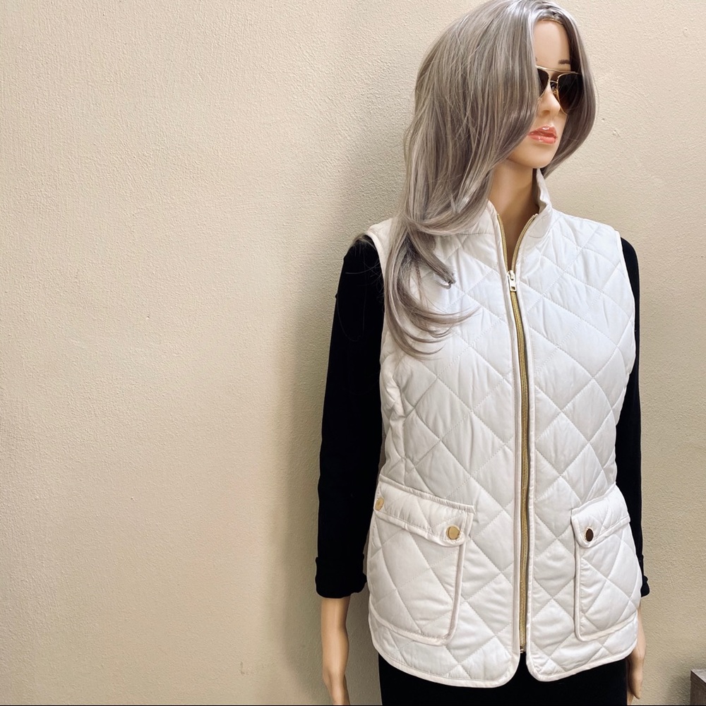 St Johns Bay Cream/Gold Quilted Puffer Vest